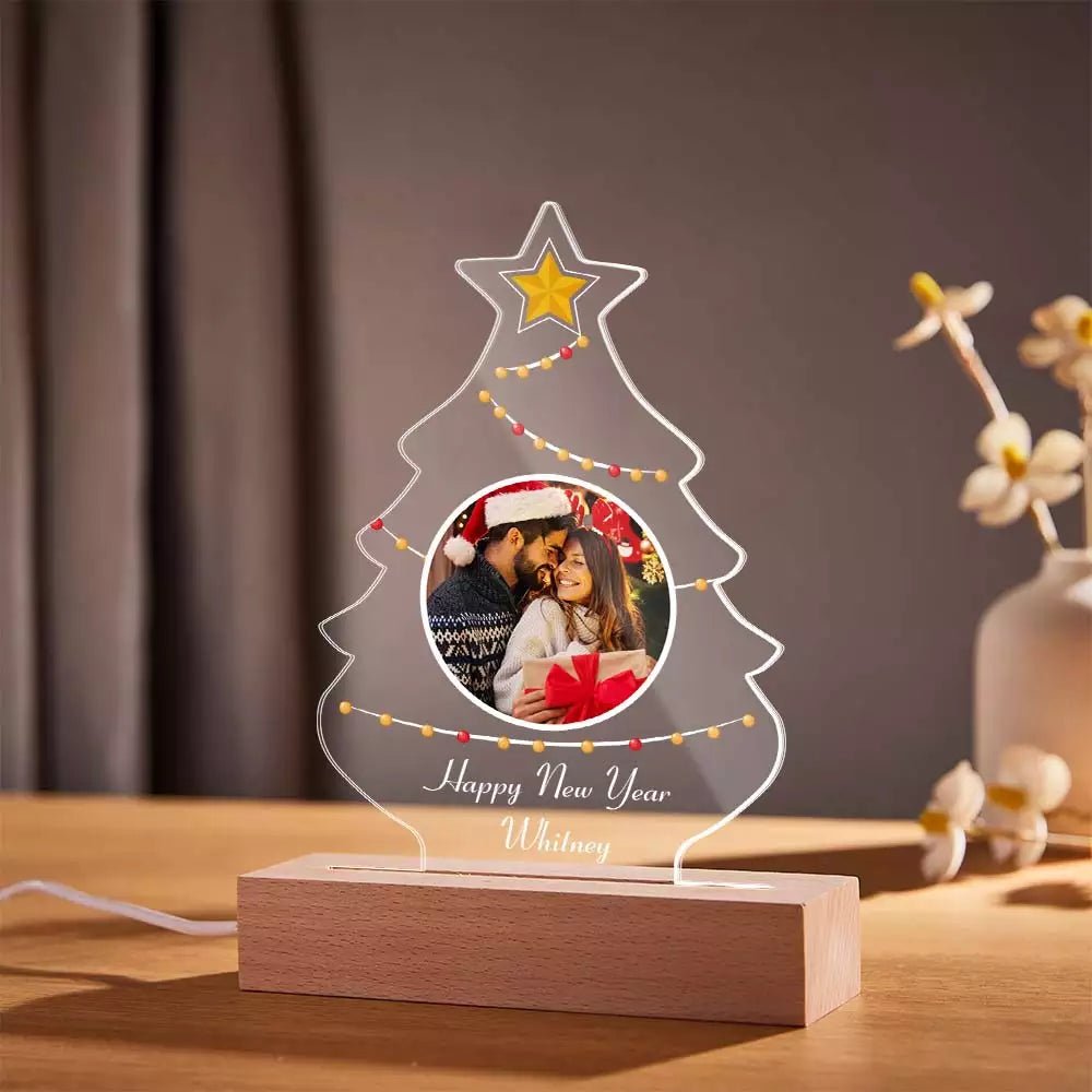 christmas family tree photo night light 3d custom lamp