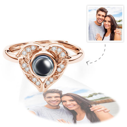 Custom Angel Wing Projection Ring Personalized Photo heart Shaped Ring for Her - LoveForge