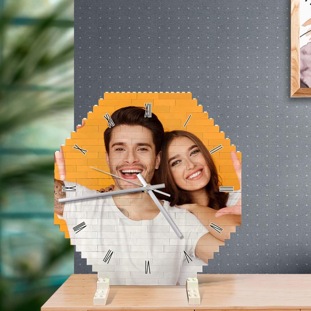 custom building block wall clock personalized photo puzzle