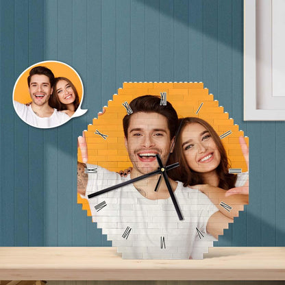 custom building block wall clock personalized photo puzzle