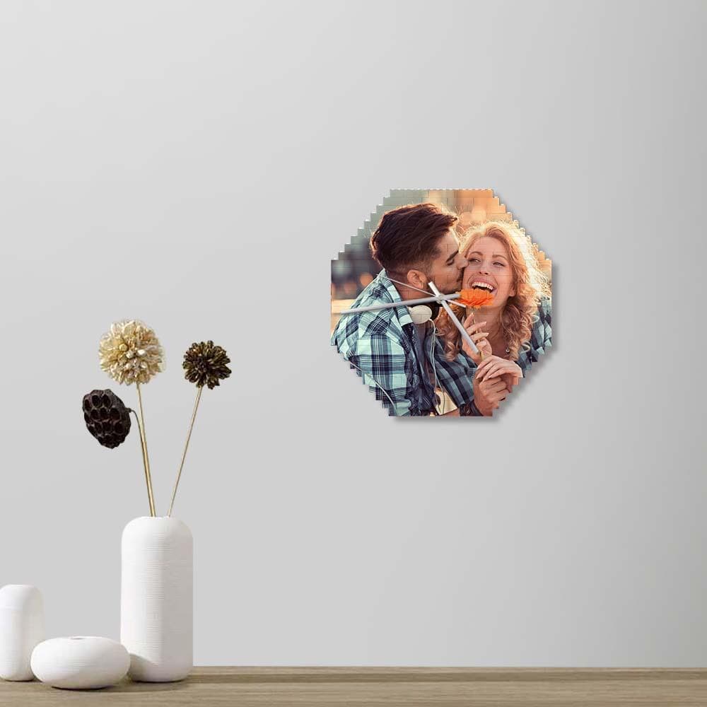 custom building blocks desk wall clock personalized photo