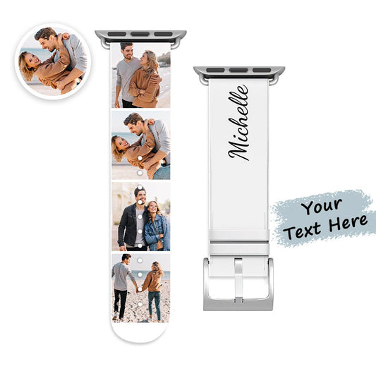 Custom Collage Photo and Name Apple Watch Band Silicone Watch Strap - LoveForge