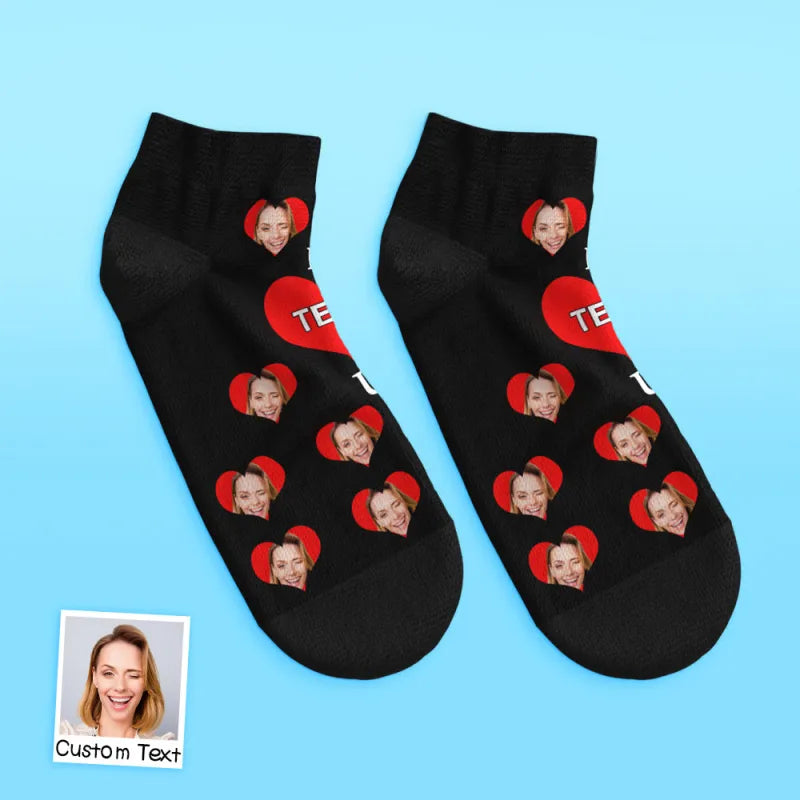 custom face low cut ankle socks I Love U Mom gift