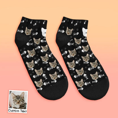 custom face low cut ankle socks cat gift for pet lover