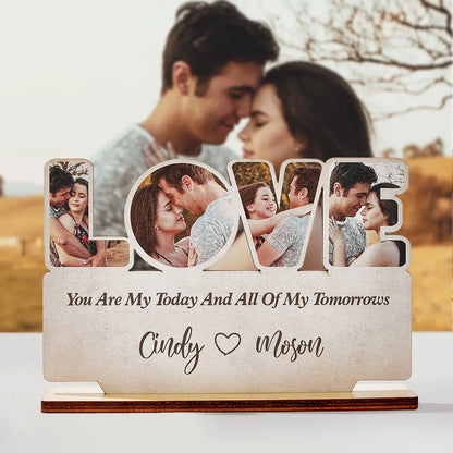 custom love wooden plaque photo sign