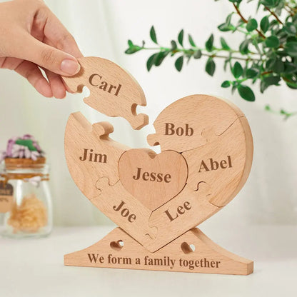 personalized wooden heart puzzle family name decor