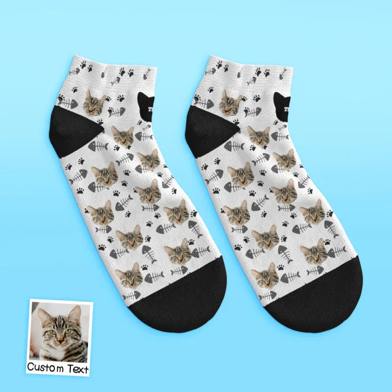 custom face low cut ankle socks cat gift for pet lover