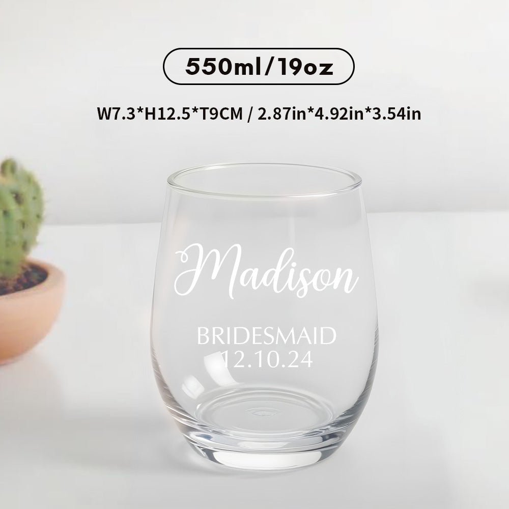 personalized red wine glass bridal party gift