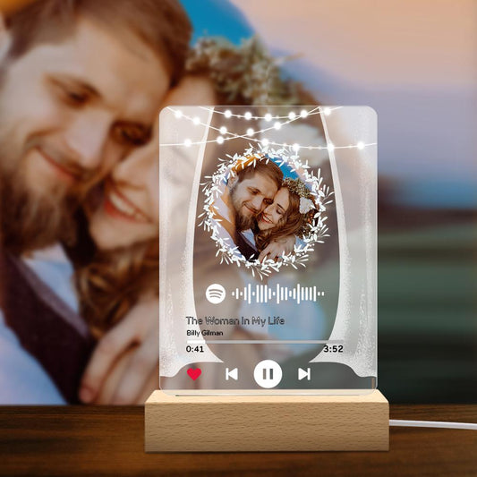 Custom marry me Spotify code night light personalized acrylic photo frame