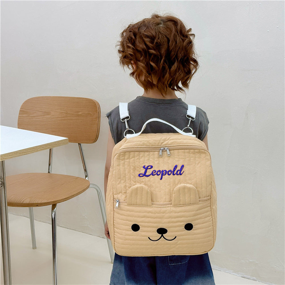 Personalized name embroidery backpack, custom school bag gift for kids.