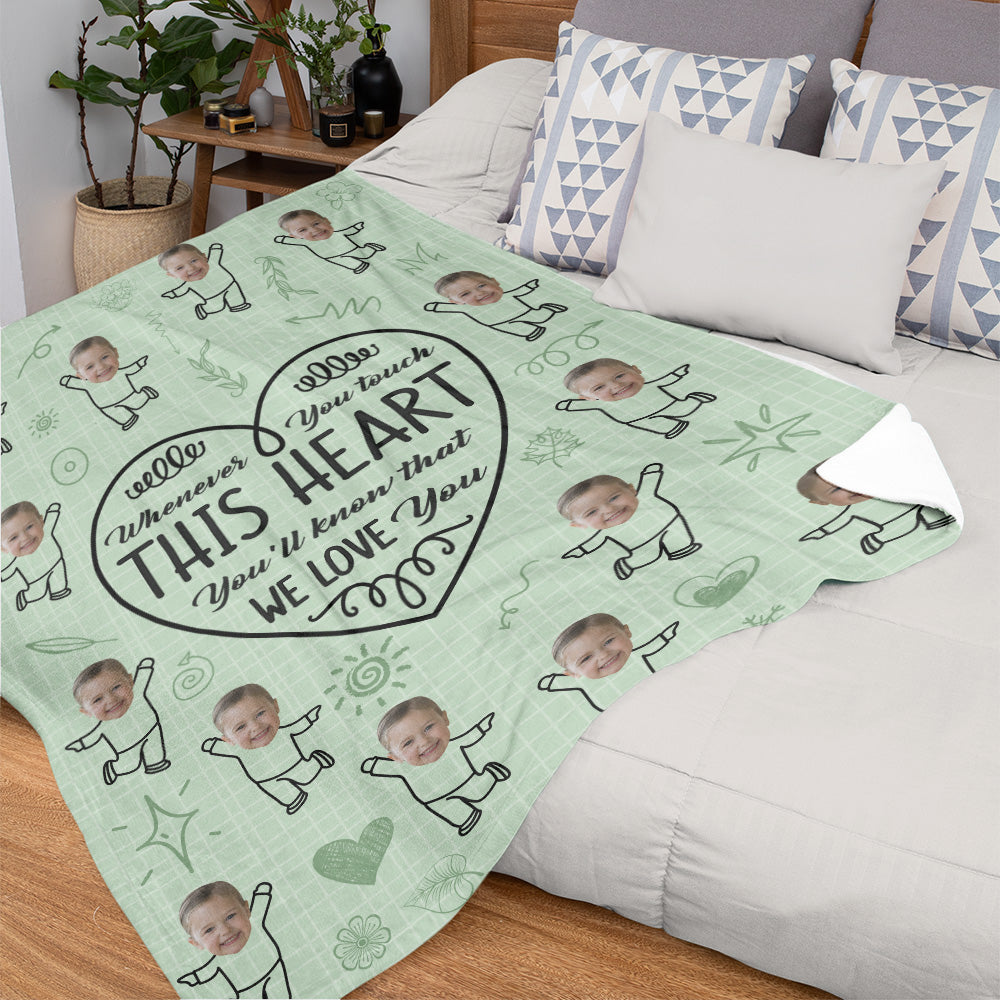 Personalized custom face blanket with photo and text, perfect gift for dad.